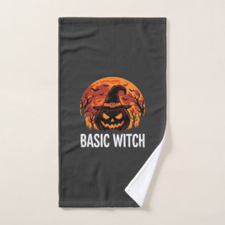 Halloween Basic Witch Pumpkin Moon Graphic Hand Towel