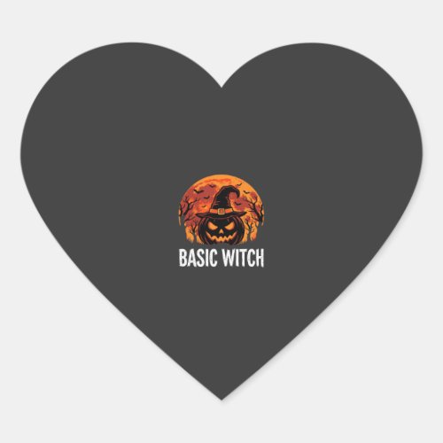Halloween Basic Witch Pumpkin Moon Graphic Heart Sticker