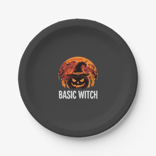 Halloween Basic Witch Pumpkin Moon Graphic Paper Plates