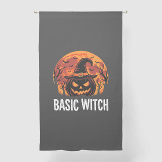 Halloween Basic Witch Pumpkin Moon Graphic Sheer Curtains