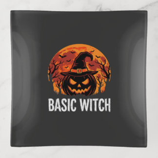 Halloween Basic Witch Pumpkin Moon Graphic Trinket Tray