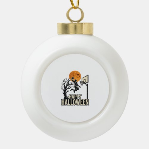 Halloween Basketball Happy Halloween Vintage Sport Ceramic Ball Christmas Ornament
