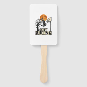 Halloween Basketball Happy Halloween Vintage Sport Hand Fan
