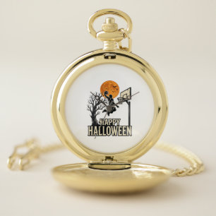 Halloween Basketball Happy Halloween Vintage Sport Pocket Watch