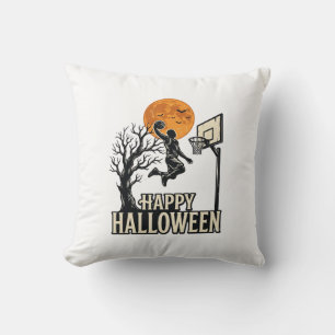 Halloween Basketball Happy Halloween Vintage Sport Throw Pillow