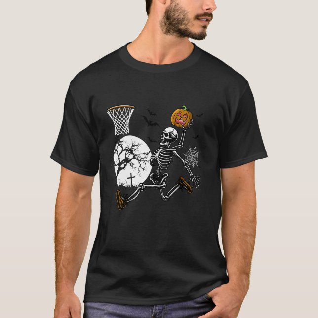 Halloween Basketball Kids Toddler Skeleton Basketb T-Shirt (Front)