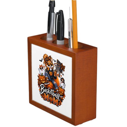 Halloween Basketball Mom Fox – Spooky Hoops Mom Desk Organizer
