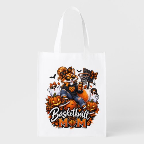 Halloween Basketball Mom Fox – Spooky Hoops Mom Grocery Bag