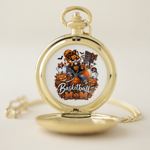 Halloween Basketball Mom Fox – Spooky Hoops Mom Pocket Watch
