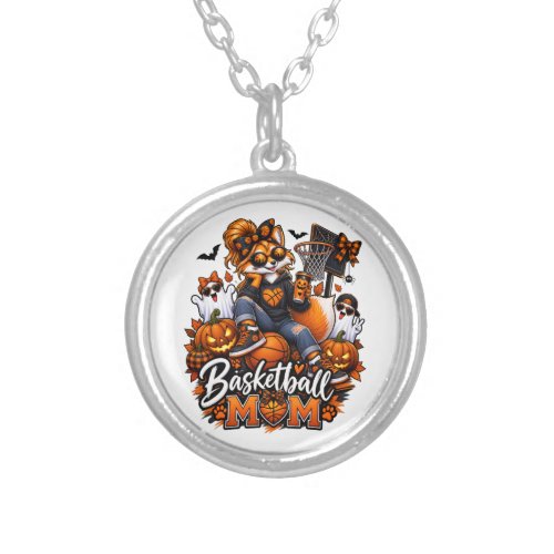 Halloween Basketball Mom Fox – Spooky Hoops Mom Silver Plated Necklace