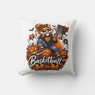 Halloween Basketball Mom Fox – Spooky Hoops Mom Throw Pillow