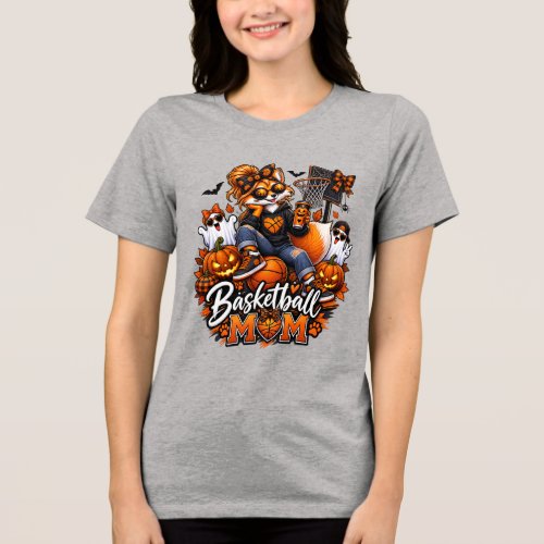 Halloween Basketball Mom Fox – Spooky Hoops Mom Tri-Blend Shirt