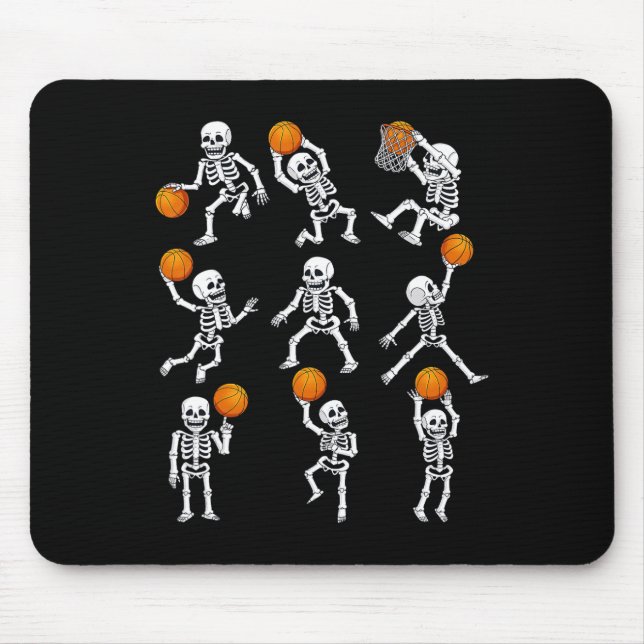 Halloween Basketball Skeletons Dunking Dribble Boy Mouse Pad (Front)
