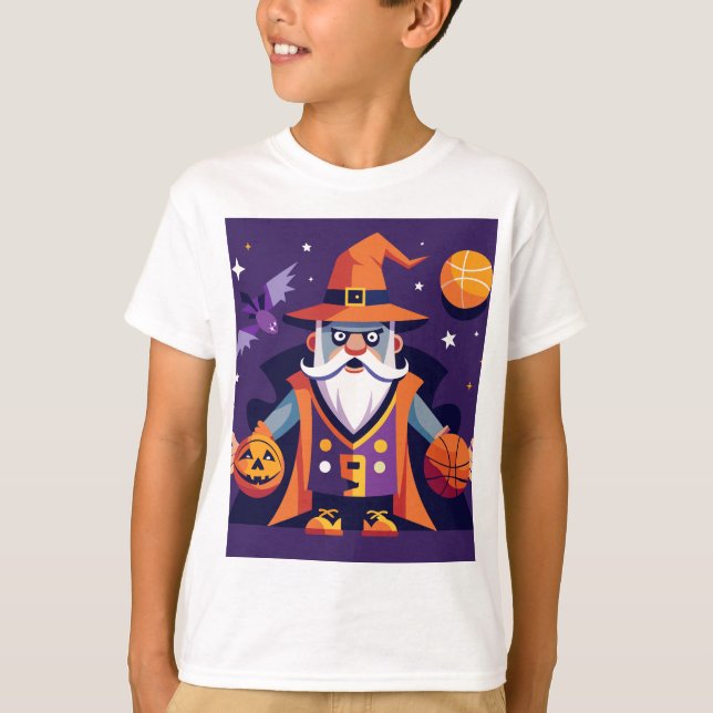 Halloween Basketball Wizard T-Shirt (Front)