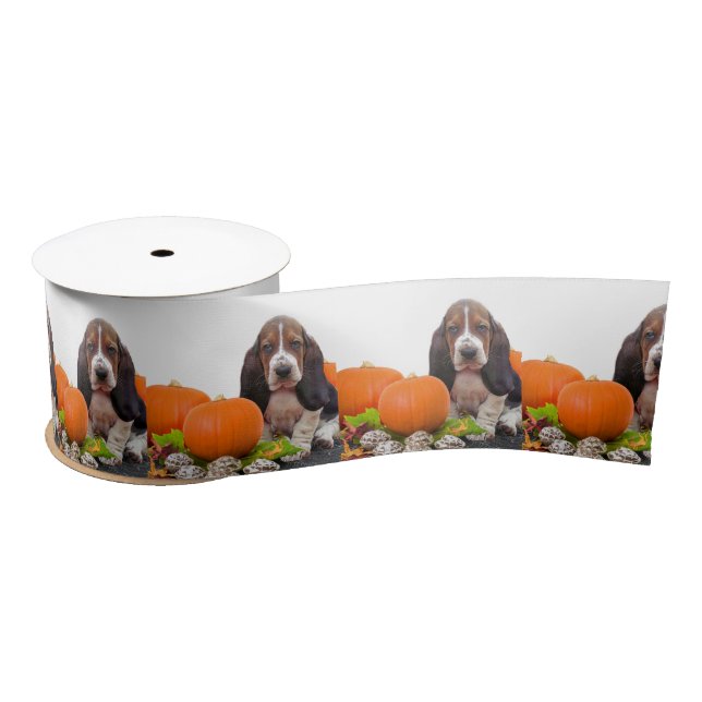 Halloween Basset hound 3" satin ribbon (Spool)