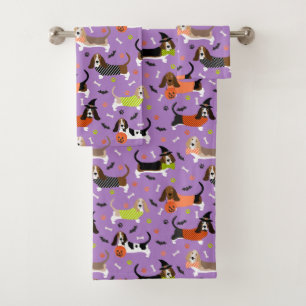 Halloween Basset Hound Bath Towel Set