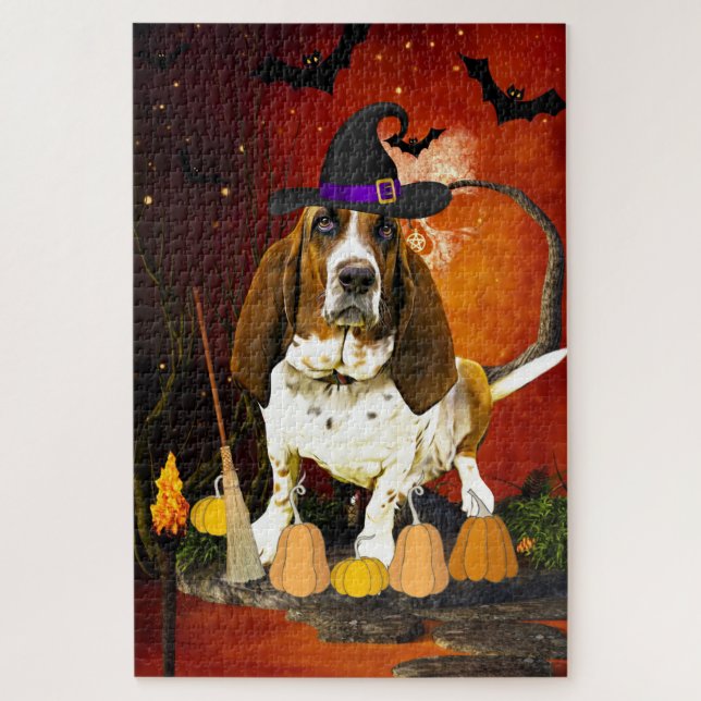 Halloween Basset Hound Dog Jigsaw Puzzle (Vertical)