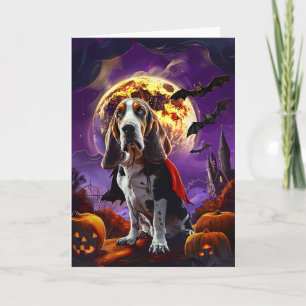 Halloween Basset Hound Dog Pumpkins Scary  Card