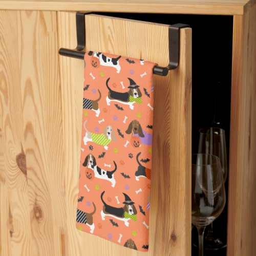 Halloween Basset Hound Kitchen Towel