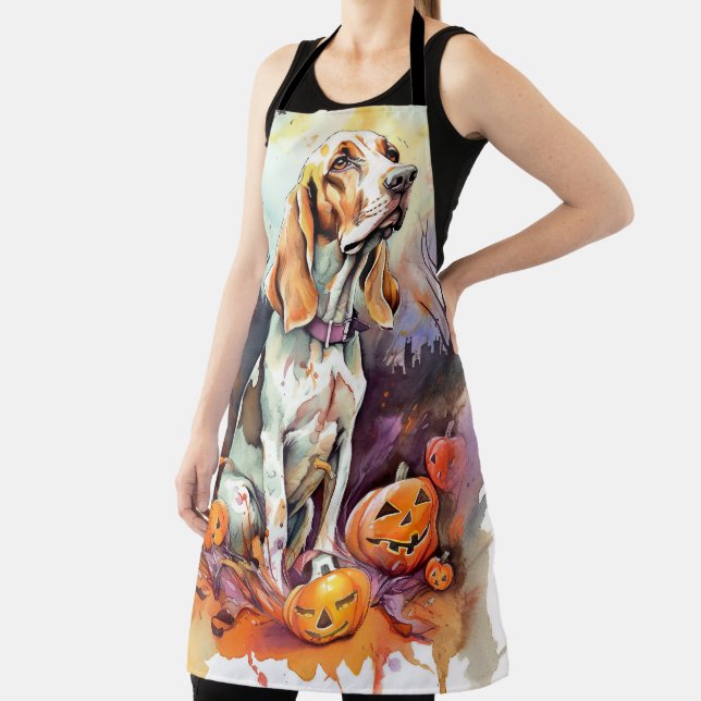 Halloween Basset Hound With Pumpkins Scary  Apron (Insitu)