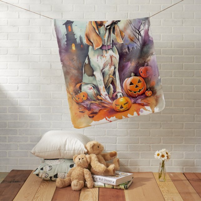 Halloween Basset Hound With Pumpkins Scary  Baby Blanket (In Situ)