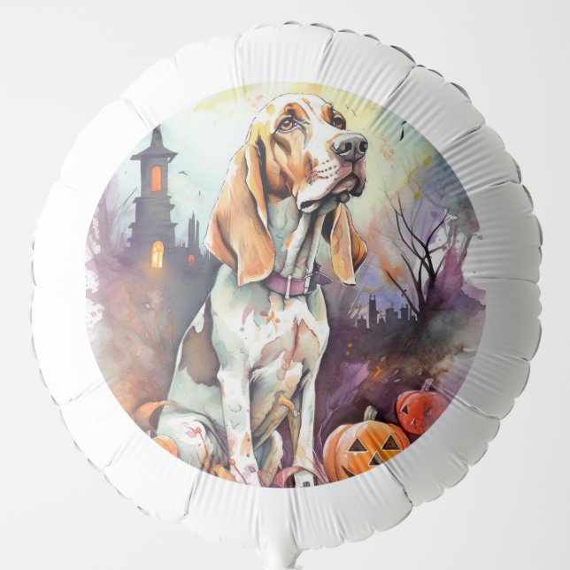 Halloween Basset Hound With Pumpkins Scary  Balloon (Front)