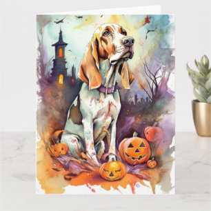 Halloween Basset Hound With Pumpkins Scary  Card