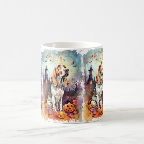 Halloween Basset Hound With Pumpkins Scary Coffee Mug