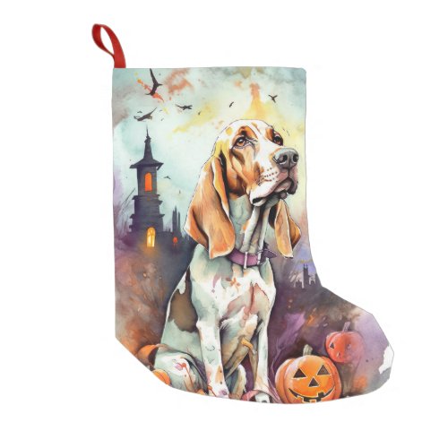 Halloween Basset Hound With Pumpkins Scary  Small Christmas Stocking