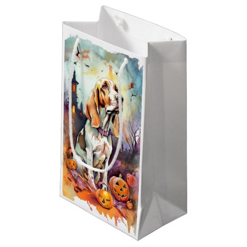 Halloween Basset Hound With Pumpkins Scary  Small Gift Bag