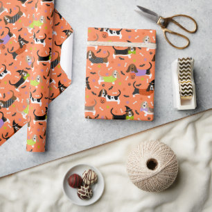 Halloween Basset Hound Wrapping Paper