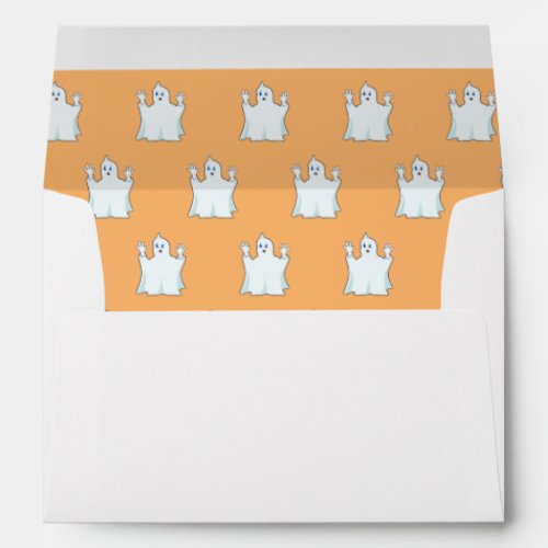 Halloween Bat and Ghost Pattern on Orange Envelope