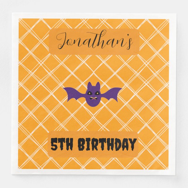 Halloween Bat Birthday Party Napkins (Front)