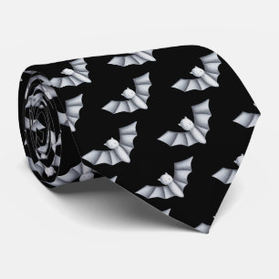 Halloween Bat Black White Pattern Neck Tie