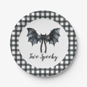 Halloween Bat Bow Two Spooky 2nd Birthday Paper Plates