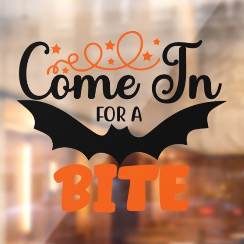 Halloween Bat Come In For a Bite Window Cling