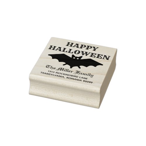 Halloween Bat Crazy Custom Name Rubber Stamp