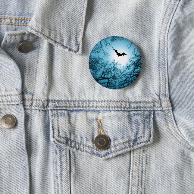 Halloween bat dark night customizable classic  button (In Situ)