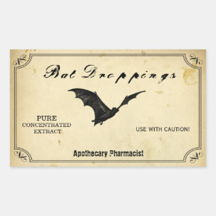 Halloween Bat Droppings Apothecary Caution Bats Rectangular Sticker