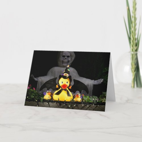 Halloween Bat Ducky Woman Protects and Defends Card