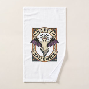 Halloween Bat Ghost Vintage Engraving Shirt_1 Hand Towel
