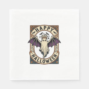 Halloween Bat Ghost Vintage Engraving Shirt_1 Napkins