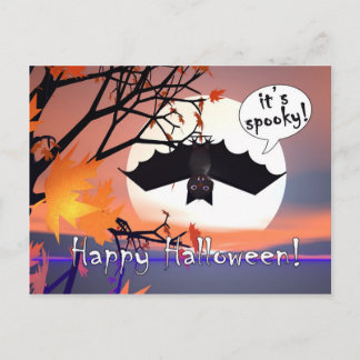 Halloween Bat in Tree Postcard