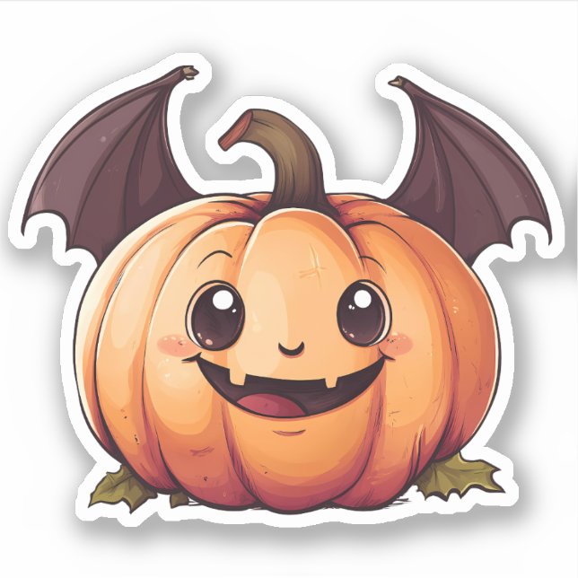 Halloween Bat Jack-o-Lantern Sticker (Front)