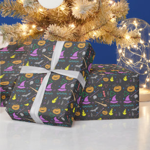 Halloween Bat Minimalist Pumpkin Pattern Wrapping Paper