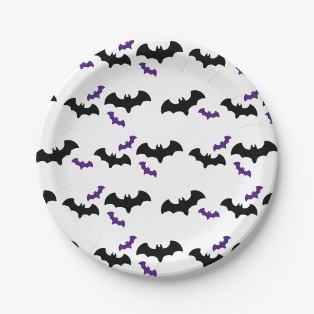Halloween Bat Print  Paper Plates (Front)