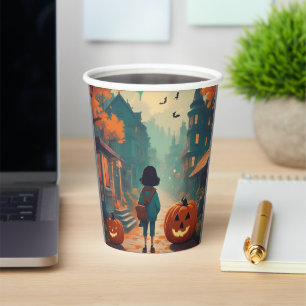 Halloween bat pumpkin and a Lost girl Paper Cups