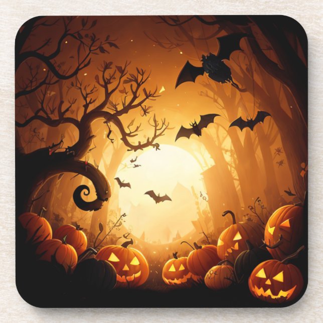 Halloween/Bat/Pumpkin/Fall  Beverage Coaster (Front)
