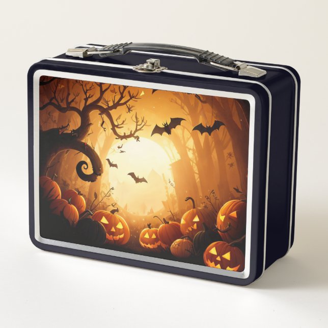 Halloween/Bat/Pumpkin/Fall  Metal Lunch Box (Front)