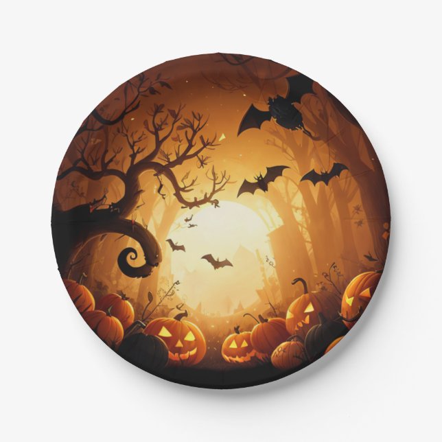 Halloween/Bat/Pumpkin/Fall  Paper Plates (Front)